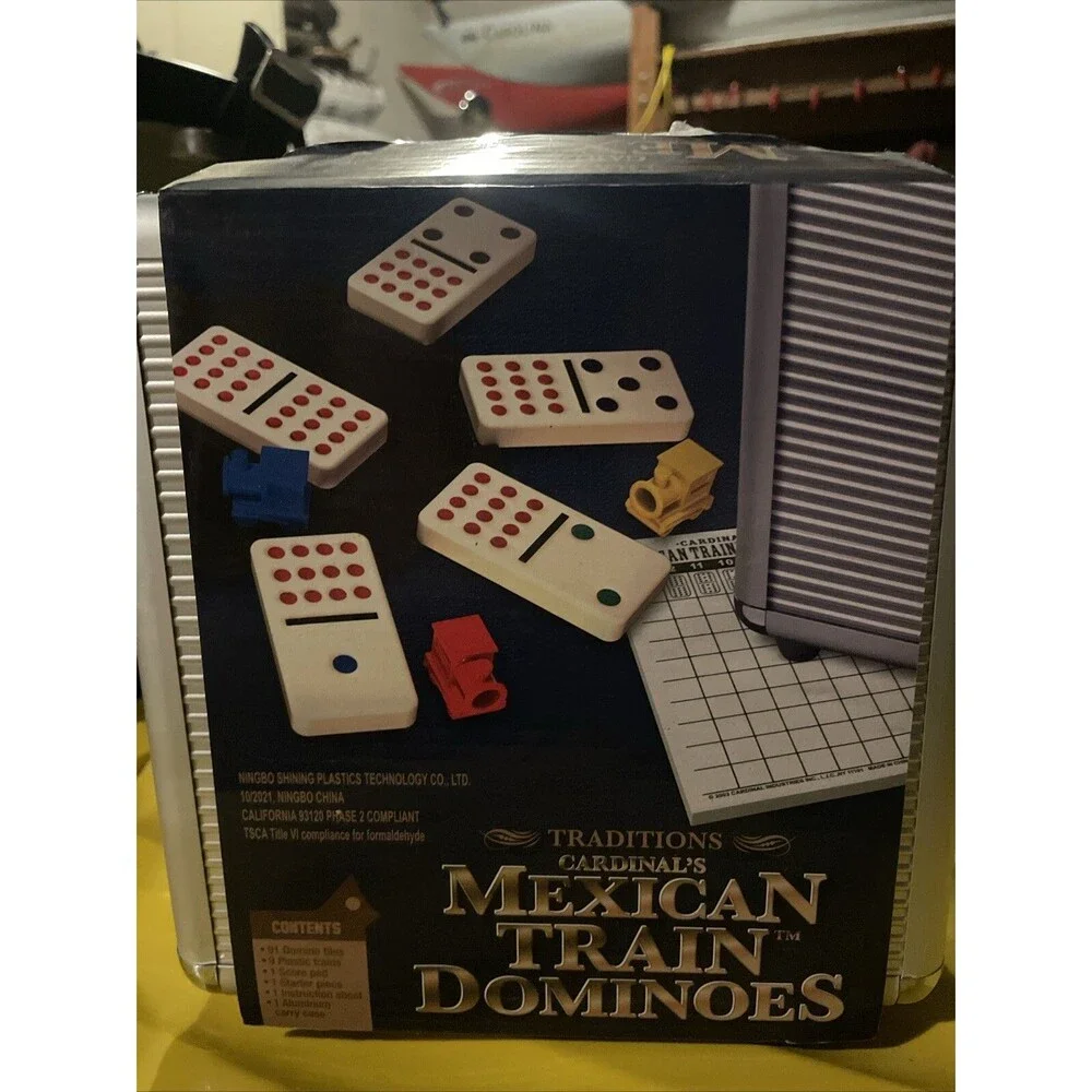 Mexican Train Dominoes Game Set Double 12 Color Domino Aluminum Case